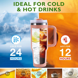 40 oz grande in acciaio inox bottiglia di acqua tazza di caffè a prova di spillamento con manico con tappo e paglia riutilizzabili bicchieri isolati - Product Image 4