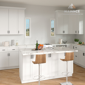 Gabinetes de Cocina para Apartamento |   Gabinetes de Cocina Blancos Estilo Shaker |   Juego de Gabinetes de Cocina Modernos con Bisagras de Cierre Suave - Product Image 1