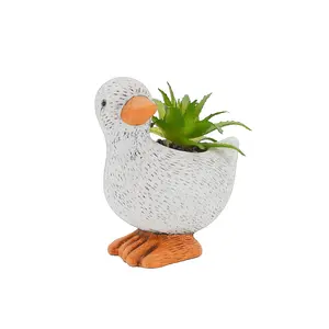 Grosir disesuaikan hewan bebek lucu Mini buatan lucu tanaman sukulen Pot dengan Resin Pot untuk Desktop
