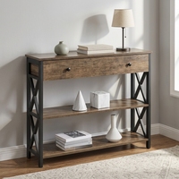 Meilleures ventes, table console moderne en bois avec tiroir et 2 étagères de rangement ouvertes pour le salon