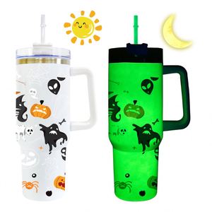 White Blank Sublimation Glow in the Dark 40Oz Tumbler <b>Travel</b> Coffee Mugs With Handle Lid and Straw - Product Image 4