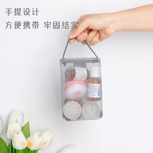 <b>Transparent</b> Mesh <b>Makeup</b> <b>Bag</b> 3 Pc Set Large Small Portable Travel Toiletry Storage Organizer Rectangle Nylon Solid Color - Product Image 4