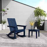Fauteuil à bascule Adirondack classique en HDPE, texture bois, accoudoirs larges, entretien réduit, idéal pour terrasse, patio, jardin, cour arrière