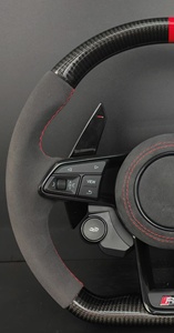 Volant de voiture personnalisé en fibre de carbone et Alcantara avec bouton de démarrage/arrêt et palettes de changement de vitesse pour <span class=keywords><strong>Audi</strong></span> A/<span class=keywords><strong>Q</strong></span>/S/RS Series - Product Image 5