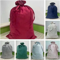 Sac de Noël en velours à cordon de serrage double couche de haute qualité, grand format 50x70cm, pour la décoration des fêtes de Noël