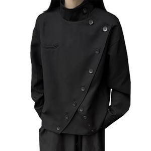 เสื้อแจ็คเก็ตฟันดาบผู้ชาย คลาสสิค ขายส่ง ผ้าทวิลคอตตอน 100% ดีไซน์กระดุมแบบไม่สมมาตร เสื้อโค้ทสั้นแบบไม่สมมาตร - Product Image 1
