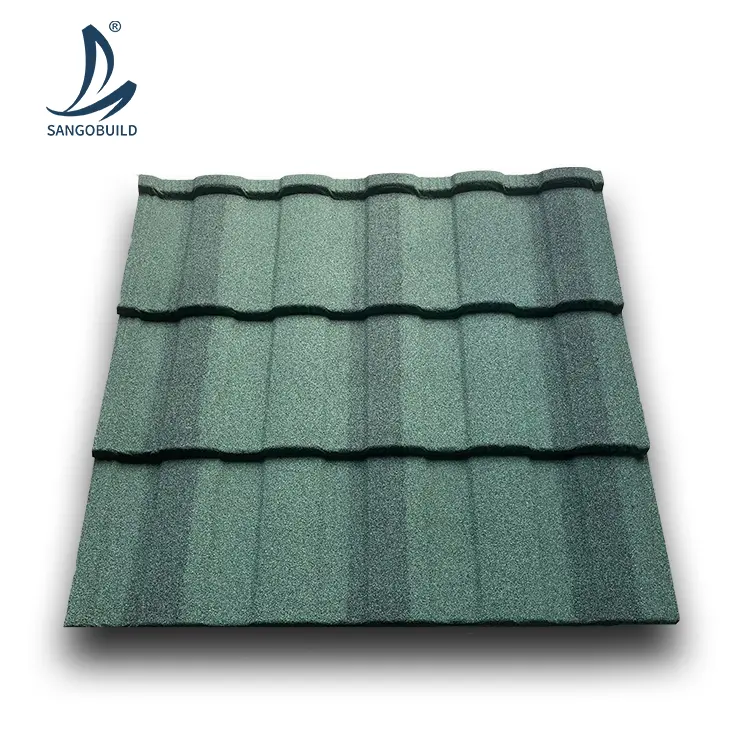 Material de construção para telhados de casas, material de boa qualidade, material de telha de metal revestido de pedra colorida de 0,45 mm