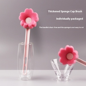 Wholesale Flower Cup Brush <b>Sponge</b> Reusable <b>Long</b> <b>Handle</b> Household Cleaning Bottle - Product Image 4