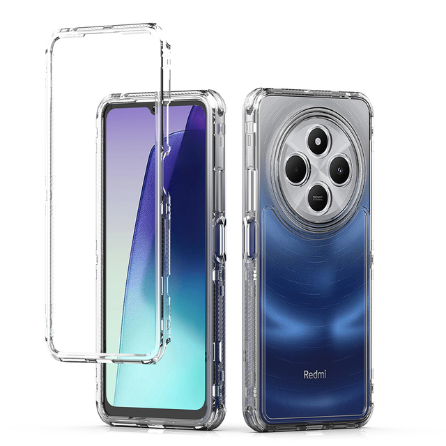 360 Full Body Protection Hard Acrylic TPU Crystal Clear Transparent 3 in 1 Phone Case Cover for Xiaomi Redmi A4 A3 Pro