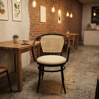 Chaise de salle à manger moderne et confortable en rotin noir, style OEM personnalisé, avec cadre en métal, pour la maison, le bureau, l'intérieur, vente en gros