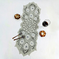 Chemin de table en tissu bohème de luxe fait main, forme personnalisée, design floral perlé, tapis et dessous de plat durables, écologiques et légers