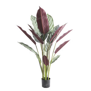 ต้นบอนไซเทียมเหมือนจริงสีแดงเทียมนกเทียมจากสวรรค์บอนไซใบตองของตกแต่งในร่มต้นไม้ประดิษฐ์กล่องต้นไม้ตกแต่งบ้าน - Product Image 2