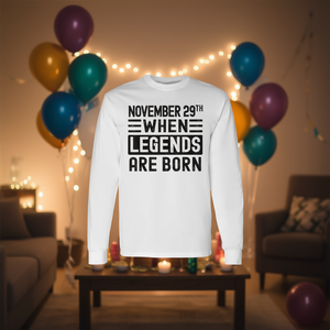 Camiseta de manga larga para cumpleaños del 29 de noviembre, diseño Legends Born - Product Image 3