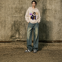 Sweat à capuche oversize personnalisé avec logo, 340 GSM, en polyester et coton, vierge, épais, style streetwear, en molleton bouclette uni