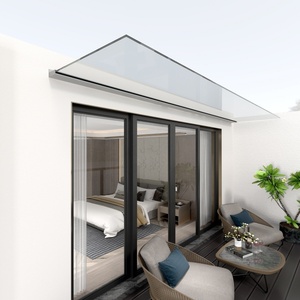 Per la finestra del Patio dell'hotel porta <span class=keywords><strong>anteriore</strong></span> in alluminio + tenda da esterno in vetro tettoia in vetro temperato - Product Image 1