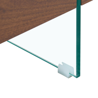 Table basse moderne et durable à deux niveaux, verre transparent, texture de panneau en bois foncé, facile à nettoyer, garantie 1 an, pour salon, maison