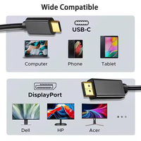 Câble USB-C vers DP 4K60Hz de 1,8 m (6 pieds) pour ordinateur portable, téléphone, moniteur