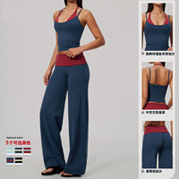 Ensemble de tenue de yoga personnalisé, pantalon évasé taille haute effet deux-pièces color-block, contrôle du ventre, pour la course, le fitness et la gym ZE