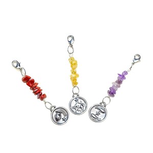 Llavero de cristal natural con chip de zodíaco, colgante de <span class=keywords><strong>amatista</strong></span>, cuarzo rosa y ágata, amuleto de cuentas <span class=keywords><strong>para</strong></span> bolso, colgante <span class=keywords><strong>para</strong></span> coche - Product Image 3