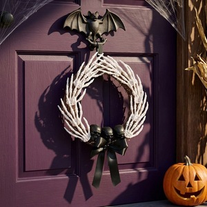 Guirlande de squelette LANJO pour Halloween, ornement suspendu pour porte, araignée, crâne, nœud, décoration festive pour la maison, Noël, Pâques, en plastique, fait main - Product Image 4