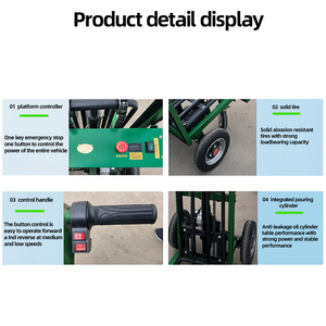 Truk dorongan tangan roda dua elektrik yang dapat disesuaikan dengan pengangkat hidrolik <span class=keywords><strong>Platform</strong></span> pengangkat beban roda besar untuk penggunaan di gudang oleh Tiger - Product Image 3