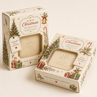 Boîte en carton auto-élevante pliable personnalisée 350 g/m² en matériaux recyclés, couleur pleine, pour emballage de savon de Noël en carton blanc, vente en gros
