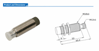 Sensor Induktif Frekuensi Tinggi Domenzi M18 12mm Non Flush Mount Deteksi Logam Penuh 10 hingga 30VDC PNP NO IP67 Pabrik