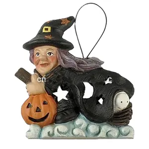 New Design Resin Figure Witch Pumpkin Halloween Hanging Decoration For Halloween Gifts