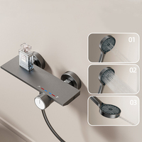 Ensemble de robinet de douche gris pistolet colonne de douche mural maison tête de pluie douchette salle de bain ensemble de douche à main
