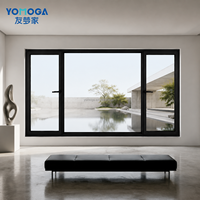 Ventana Corredera de Aluminio de Alta Resistencia para Proyectos de Villas Modernas, con Vidrio Grande y Diseño de Marco Oscuro