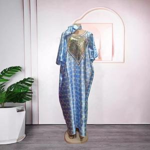 <span class=keywords><strong>Nueva</strong></span> colección elegante banquete Boubou vestido conjunto con bufanda brillante bonito diseño Turquía <span class=keywords><strong>vestidos</strong></span> florales Bata para mujer K0744 - Product Image 2