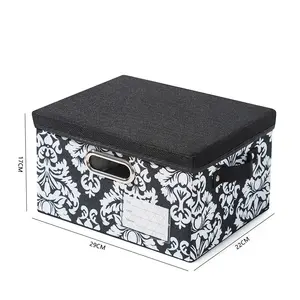 Cationic cotton and linen printing storage box large medium and small world cover clothing organizer pants bag storage box