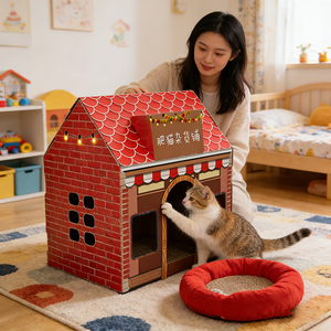 Maison pour chat d'intérieur/extérieur, griffoir pour chat, maison et griffoir en papier à double usage pour plantes d'intérieur, convient aux jardins intérieurs et aux cours extérieures - Product Image 1