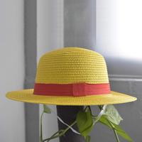 Sombreros Divertidos de Paja de Luffy al por Mayor, Sombreros de Cosplay Personalizados para Fiestas de Verano al Aire Libre, Amarillos, de One Piece, Servicio OEM ODM, para Adultos, Hombres, Lisos