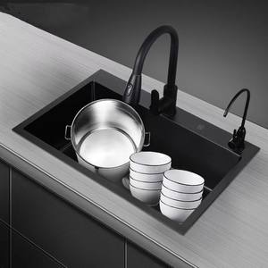 Évier <span class=keywords><strong>de</strong></span> cuisine à bol unique en acier inoxydable Nano 304 Évier <span class=keywords><strong>de</strong></span> cuisine rectangulaire fait à la main en noir mat - Product Image 2