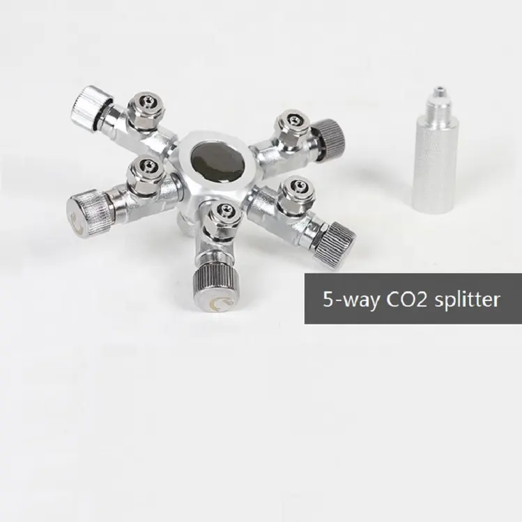 5 Way Aquarium CO2 Splitter für Plant Coral Tank CO2 Valve Solenoid Regulator
