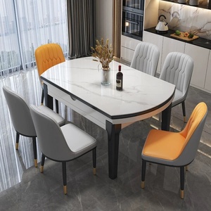 Mới Hiện Đại Đồ Nội Thất Nhà Bàn Ăn Đặt Cho 6 Da Bọc Vòng Vuông Thiêu Kết Đá Nhà Hàng Khách Sạn Bàn Ăn - Product Image 5