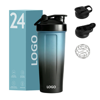 Bouteille de shaker à protéines en plastique PP sans BPA de 600 ml, 20 oz, couleur personnalisée - Bouteille de shaker SUS304