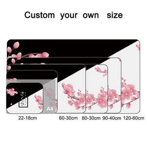 Custom Design Japanese Flower Black and White Keyboard Mat Anime <b>Gaming</b> Mouse Pad <b>for</b> <b>Desk</b> with Rubber Base and Stitched Edges - Product Image 2