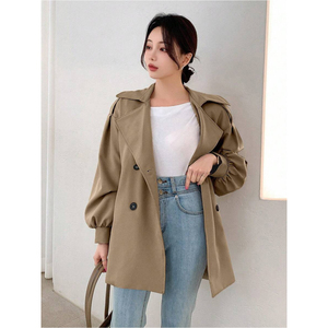Veste élégante sur mesure OEM ODM pour femme, collection automne-<span class=keywords><strong>hiver</strong></span>, <span class=keywords><strong>manteau</strong></span> trench uni tissé pour le bureau, décontracté et quotidien - Product Image 3