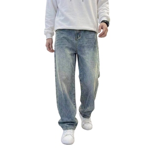 Jeans classiques pour adolescents, coupe droite, effet délavé, taille élastique mi-extensible, coupe ample, denim, 13-16 ans, directement de l'usine - Product Image 4