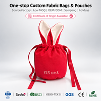 Pochette en velours à cordon avec oreilles de lapin mignonnes, logo personnalisé, sac cadeau doux pour bonbons, bijoux, emballage de faveurs de mariage