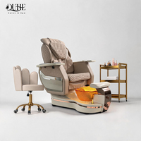 Équipement de salon de manucure, fauteuil de pédicure avec spa pour les pieds, bain à remous avec lumière colorée, pompe de décharge