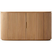 Buffet moderne haut de gamme en chêne américain RH, armoire de rangement cannelée personnalisable, unité de rangement de luxe à 2 portes en bois authentique