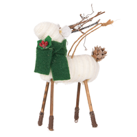 Ornement suspendu en tissu rayé rouge et blanc en forme de renne à longues pattes pour sapin de Noël, cheminée, fenêtre, décoration de Noël pour la vente au détail