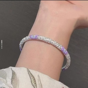 สร้อยข้อมือเคลือบสไตล์จีนลายดอกไม้สีม่วงเครื่องประดับโลหะผสมของขวัญฤดูร้อนปี 2026 - Product Image 3