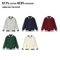 Veste universitaire en coton polyester d'hiver pour hommes, veste bomber de baseball vintage, fermeture éclair, coupe-vent, réversible, écologique