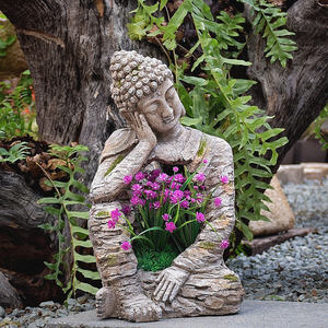 <span class=keywords><strong>Sculpture</strong></span> en résine écologique faite à la main Statue de bouddha zen rétro décorations de pot de fleur de jardin de cour extérieure inspirées du bouddhisme - Product Image 3