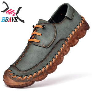 Zapatos Casuales de Hombre de Talla Grande, Zapatos de Cuero Cosidos a Mano, Estilo Retro, para Exteriores - Product Image 5