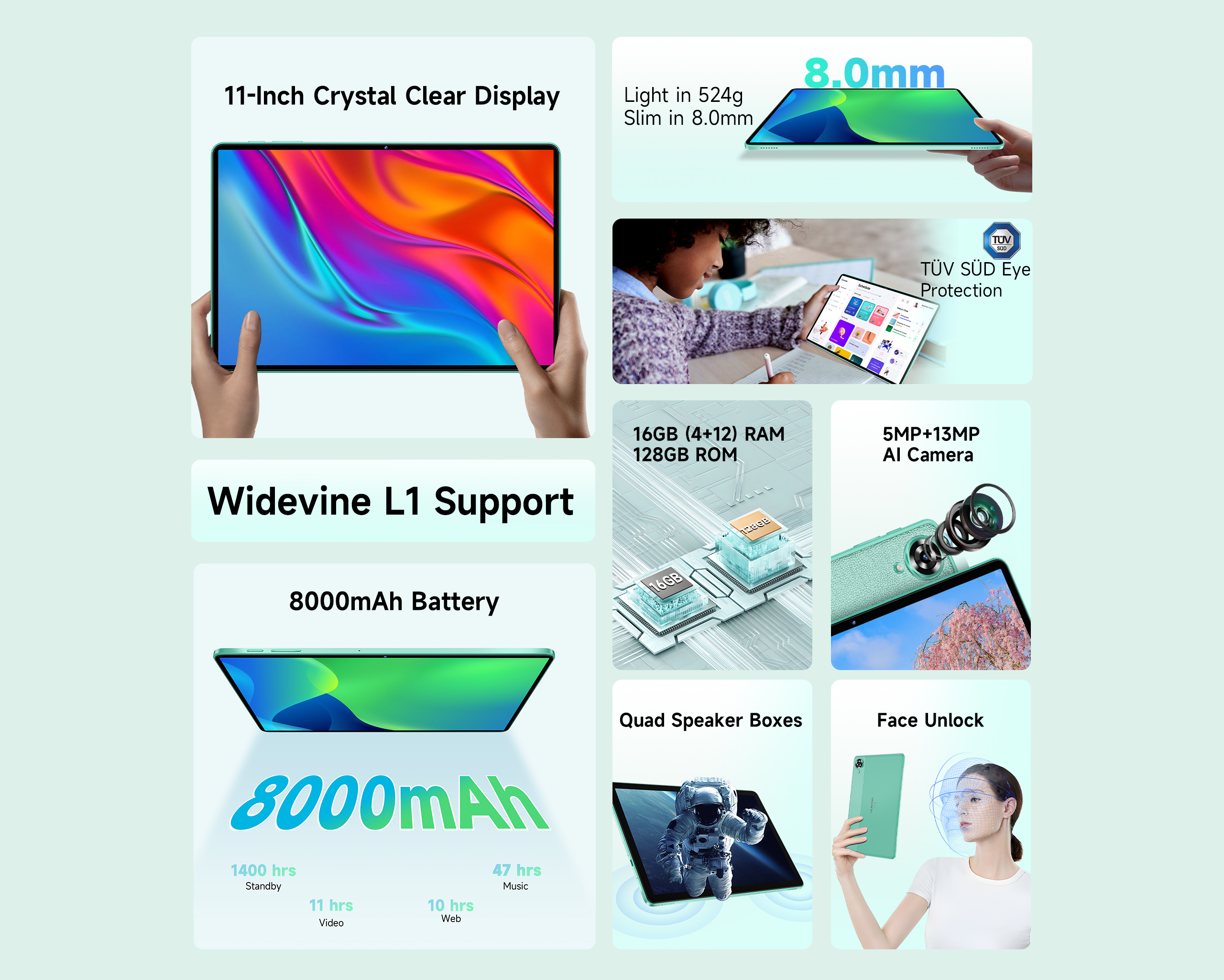 Oukitel OT11 Tablet PC - 11 Inch, 4GB RAM, 128GB Storage